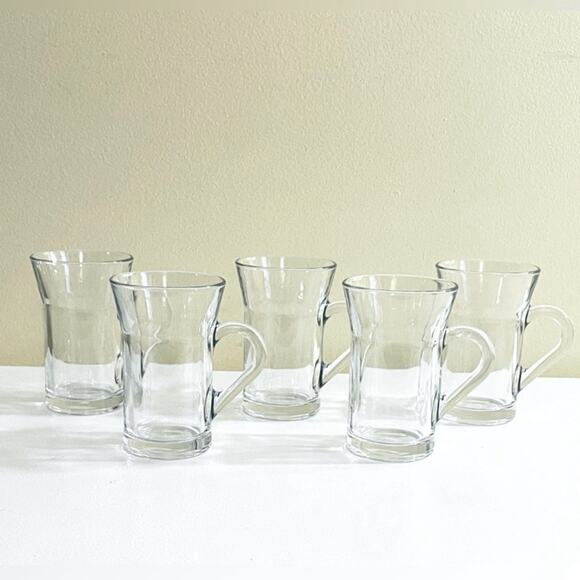 5 Vintage Bormioli Rocco Cappuccino Coffee Cups Mugs Tempered Glass Cup Mug - Picture 1 of 8